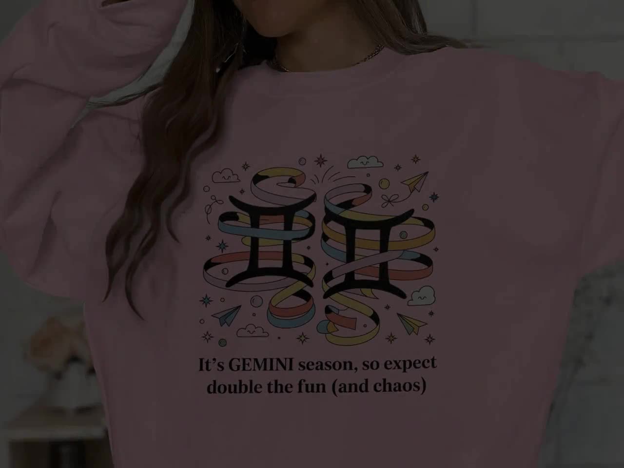 Gemini Season Double Fun T Shirt, Zodiac Gemini Graphic Sweatshirt